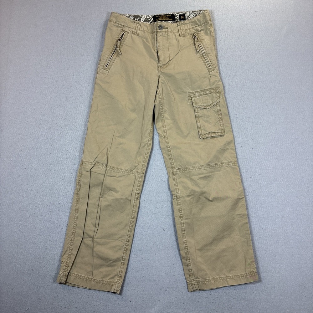 VTG Old Navy Surplus Company Cargo Pants Girl Size 14 Khaki Utility Work Y2K
